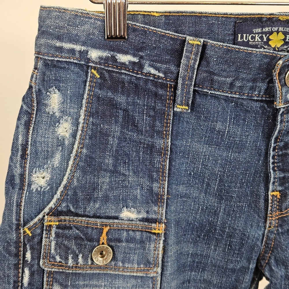 Lucky Brand Porkchop Ankle Crop Jeans Womens 2/26 Blue Good Distressed - Picture 13 of 16